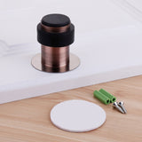 Rubber Anti-Collision Door Gear Punching Stainless Steel Round Door Resistant Home Floor-Shaped Cylindrical Door Touch, 46mm Punch, 60mm Punch, 80mm Punch, 46mm Punch-free, 60mm Punch-free, 80mm Punch-free, Brushed Steel 46mm With Plastic Head+Punch-fr...