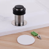 Rubber Anti-Collision Door Gear Punching Stainless Steel Round Door Resistant Home Floor-Shaped Cylindrical Door Touch, 46mm Punch, 60mm Punch, 80mm Punch, 46mm Punch-free, 60mm Punch-free, 80mm Punch-free, Brushed Steel 46mm With Plastic Head+Punch-fr...