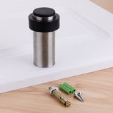 Rubber Anti-Collision Door Gear Punching Stainless Steel Round Door Resistant Home Floor-Shaped Cylindrical Door Touch, 46mm Punch, 60mm Punch, 80mm Punch, 46mm Punch-free, 60mm Punch-free, 80mm Punch-free, Brushed Steel 46mm With Plastic Head+Punch-fr...