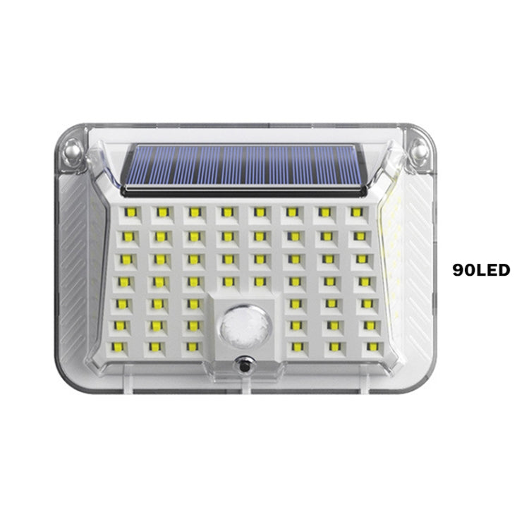 Solar Wall Light Garden Four-Sided Luminous Solar Light Human Body Induction Waterproof Outdoor Light, 90 LED