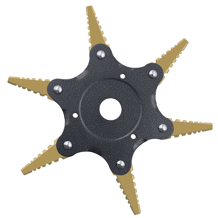 Toothed Mower Blade Six-Leaf Cyclone Blade Agricultural Weeder Parts, Golden Blade Bagged Gray, Golden Blade Bagged Green, Golden Blade Bagged Yellow, Golden Blade Bagged Red Golden Blade Bagged Gray
