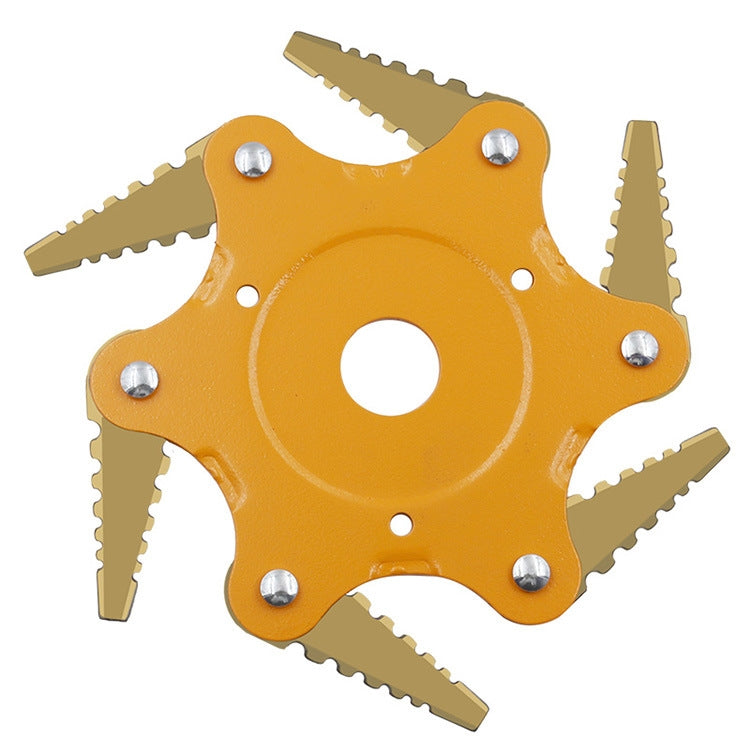 Toothed Mower Blade Six-Leaf Cyclone Blade Agricultural Weeder Parts, Golden Blade Bagged Gray, Golden Blade Bagged Green, Golden Blade Bagged Yellow, Golden Blade Bagged Red Golden Blade Bagged Yellow
