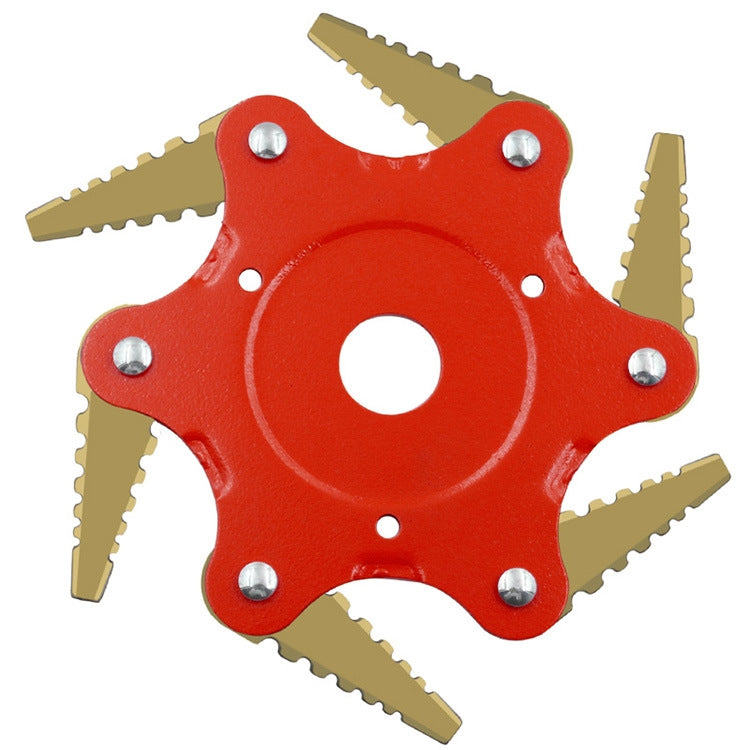 Toothed Mower Blade Six-Leaf Cyclone Blade Agricultural Weeder Parts, Golden Blade Bagged Gray, Golden Blade Bagged Green, Golden Blade Bagged Yellow, Golden Blade Bagged Red Golden Blade Bagged Red