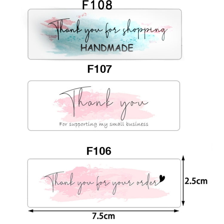 10 Rolls Rectangle Thank You Label Sticker, F106, F107, F108 White