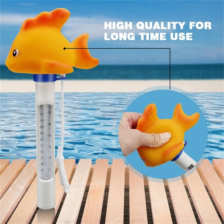 K-1020D Cartoon Yellow Gold Fish Pool Thermometer Pool Water Temperature Meter, Gold Fish