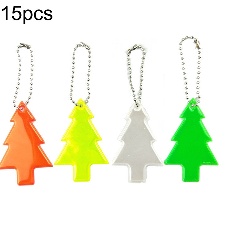 15 PCS Christmas Tree Style PVC Reflective Pendant Outdoor Night Traffic Safety Reflective Keychain Random Colour Delivery, Christmas Tree Style Keychain Christmas Tree Style Keychain