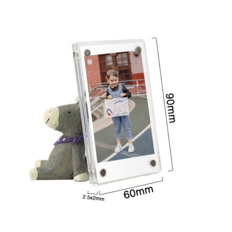 3 Inch Photo Acrylic Photo Frame Refrigerator Magnetic Sticker For Polaroid, 98 Persent Translucent, Wave Point, Pink, Blue