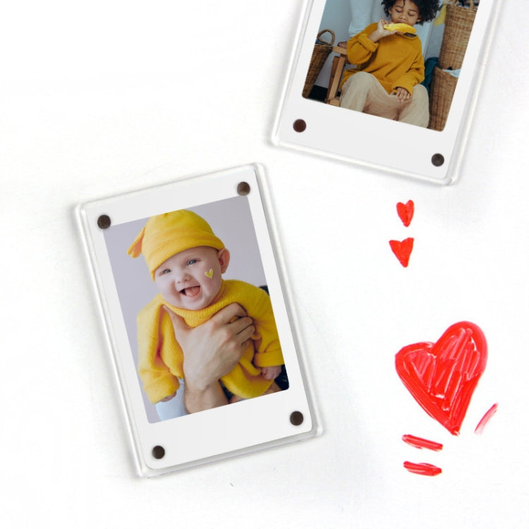3 Inch Photo Acrylic Photo Frame Refrigerator Magnetic Sticker For Polaroid, 98 Persent Translucent, Wave Point, Pink, Blue