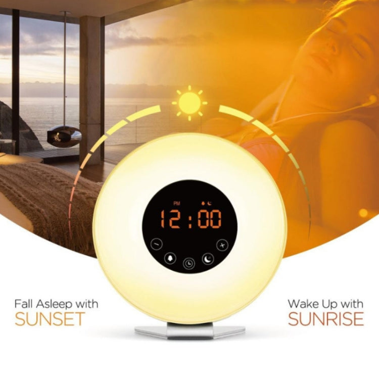 Simulated Sunrise And Sunset Sleep Light Alarm Clock with FM Radio, US Plug, EU Plug, UK Plug, AU Plug