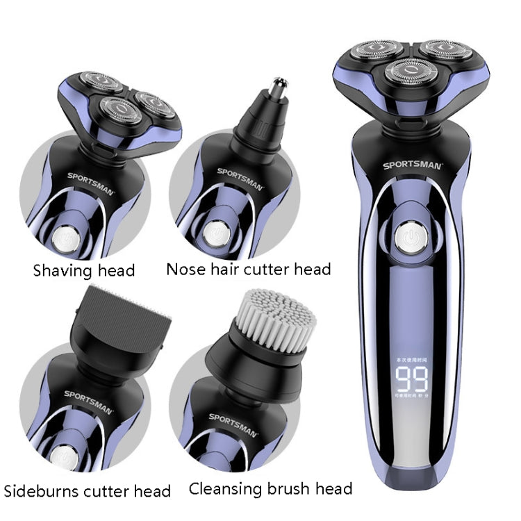 Sportsman SM-530 Electric Men Shaving Knife Multi-Function Base Charging Digital Water Washing Razor, US Plug