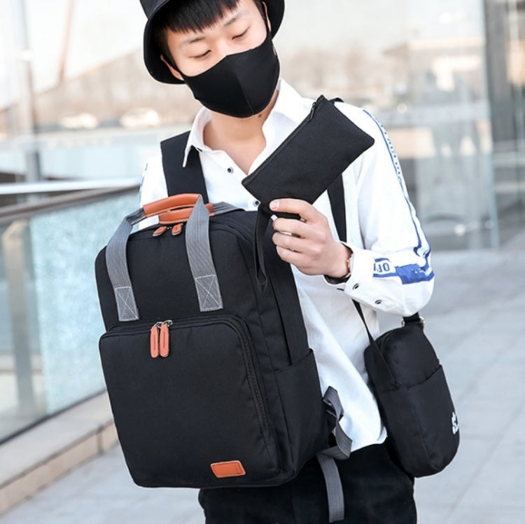 3 In 1 Travel Backpack Student School Bag USB Computer Backpack, light Grey, Blue, Black, Pink