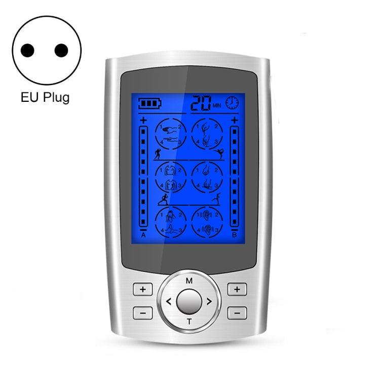 24-Mode Digital Electronic Pulse Massager Intelligent Whole Body Physical Therapy Meridian Massager, US Plug, EU Plug, AU Plug, UK Plug EU Plug Silver