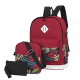 3 in 1 College Style Casual Backpack Student USB Charging Backpack Tree Red