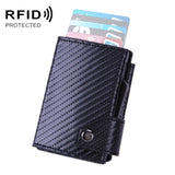 Anti-Theft Aluminum Alloy Coin Purse RFID Anti-Degaussing Automatic Pop-Up PU Bank Card Bag, Mad Horse Black, Mad Horse Aprico, Mad Horse Blue, Carbon Fiber Black