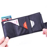 Anti-Theft Aluminum Alloy Coin Purse RFID Anti-Degaussing Automatic Pop-Up PU Bank Card Bag, Mad Horse Black, Mad Horse Aprico, Mad Horse Blue, Carbon Fiber Black