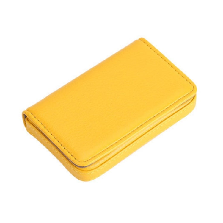 PU Leather Metal Business Card Holder Magnetic Lychee Stainless Steel Business Card Case, Red, Yellow, Blue, Black, Brown, Rose Red, Pink, Apricot, Orange