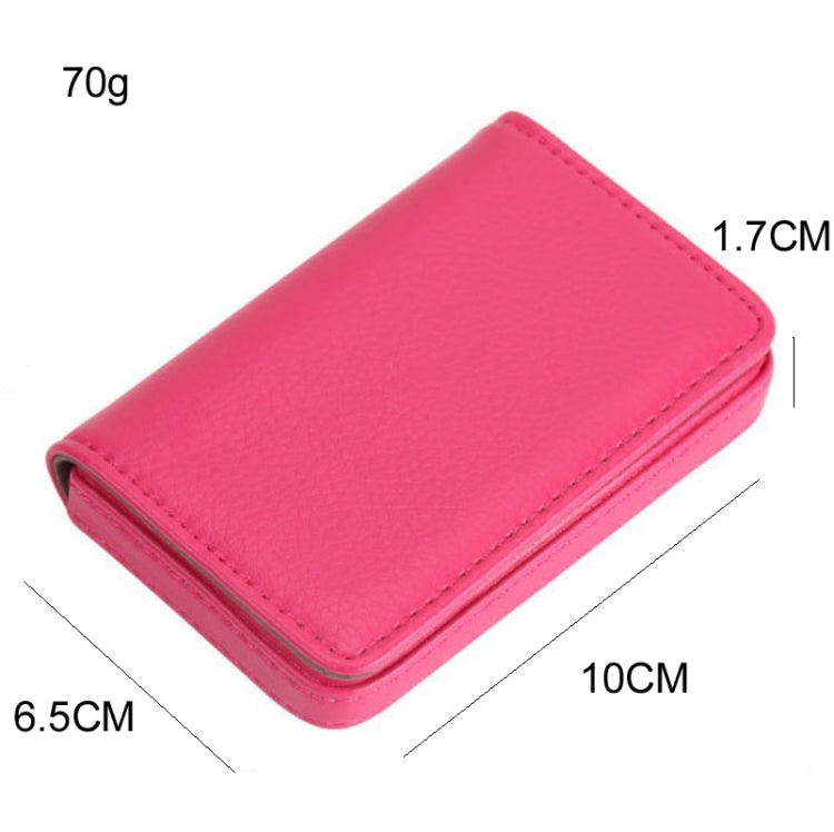PU Leather Metal Business Card Holder Magnetic Lychee Stainless Steel Business Card Case, Red, Yellow, Blue, Black, Brown, Rose Red, Pink, Apricot, Orange