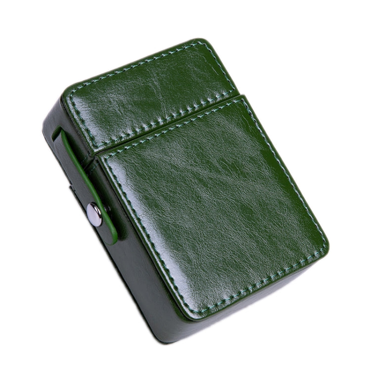 Men PU Leathe Retro Lighter Cigarette Box, Black, Green, Blue, Apricot, Brown