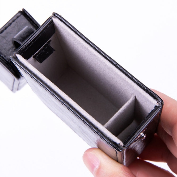 Men PU Leathe Retro Lighter Cigarette Box, Black, Green, Blue, Apricot, Brown