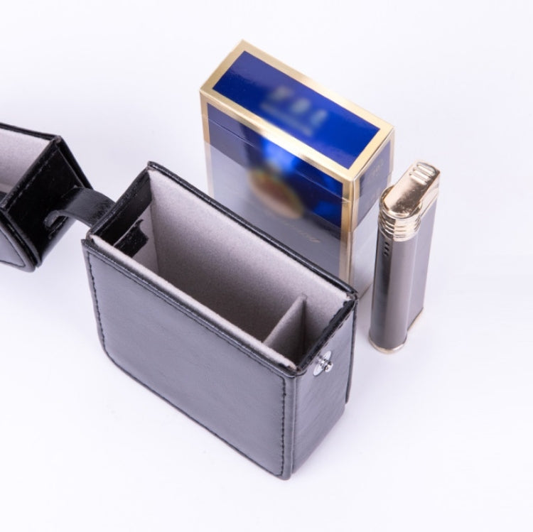 Men PU Leathe Retro Lighter Cigarette Box, Black, Green, Blue, Apricot, Brown