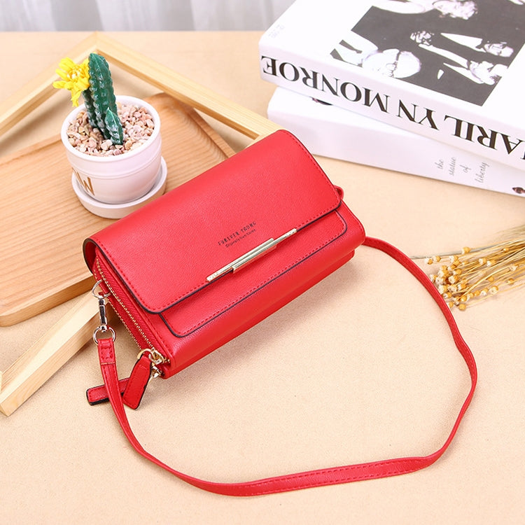 Ladies Wallet Large Capacity Multi-Function Shoulder Bag, Red, Wine Red, Blue, Black, Pink, Brown, Gray