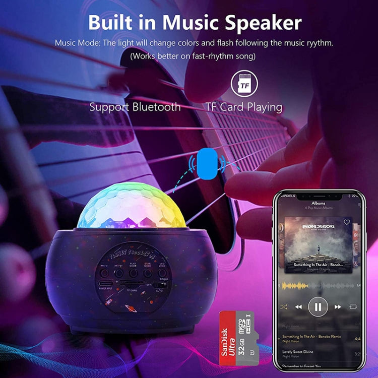 DQ-M3 LED Rotating Starry Sky Light Bluetooth Music Planets Ocean Projector Support TF Card,Style:, USB + Bluetooth, Battery + Bluetooth