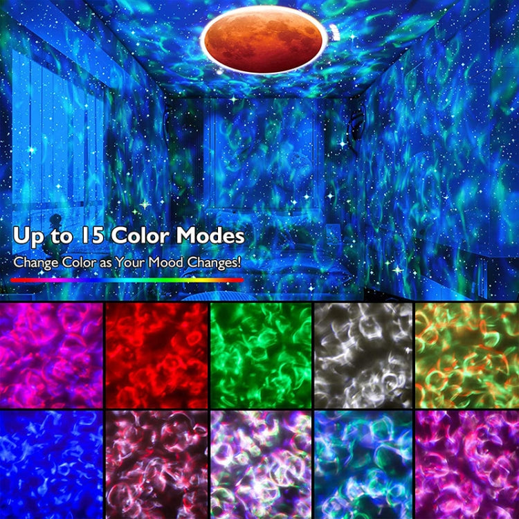 DQ-M3 LED Rotating Starry Sky Light Bluetooth Music Planets Ocean Projector Support TF Card,Style:, USB + Bluetooth, Battery + Bluetooth