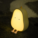 Pear Shape Night Light Silicone Soft Bedroom Warm Light LED Night Light, Pear Shape