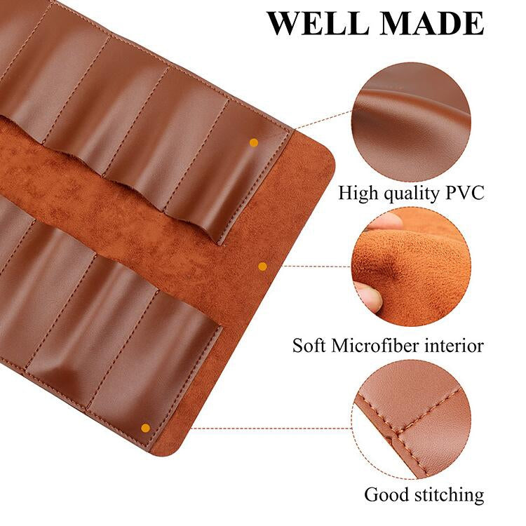 CL97 Multi-Function Toolkit Bundled Leather Tool Bag Double Thickened Two-Purpose Wrench Bag, Black, Brown