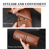 CL97 Multi-Function Toolkit Bundled Leather Tool Bag Double Thickened Two-Purpose Wrench Bag, Black, Brown