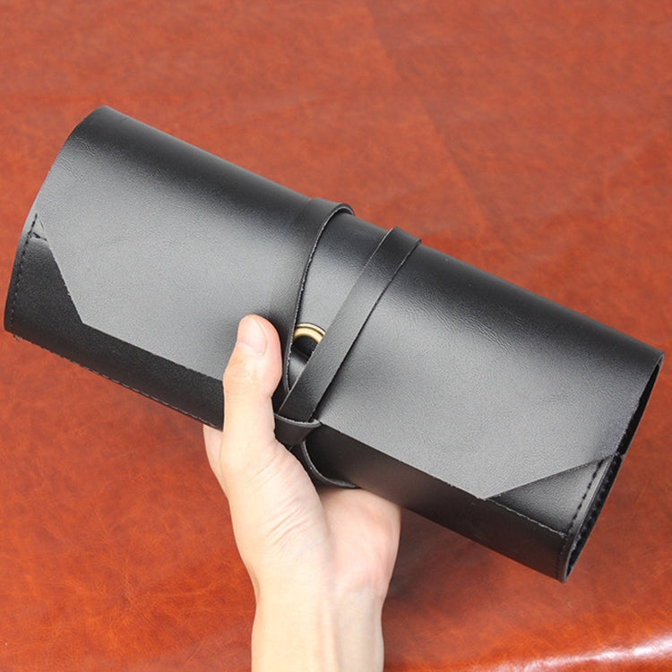 CL97 Multi-Function Toolkit Bundled Leather Tool Bag Double Thickened Two-Purpose Wrench Bag, Black, Brown