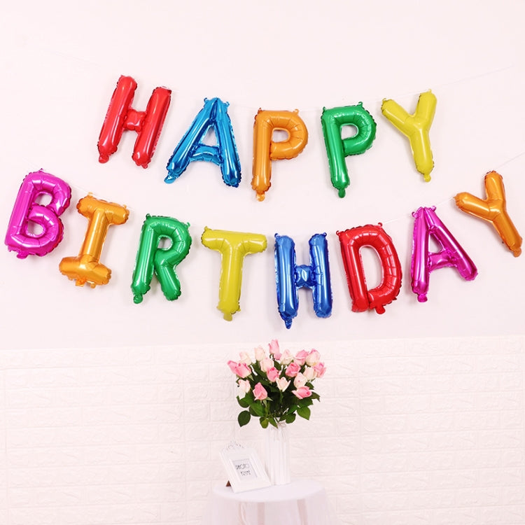 2 PCS 16 Inch Happy Birthday Letter Aluminum Film Balloon Birthday Party Decoration Specification： US Version Color