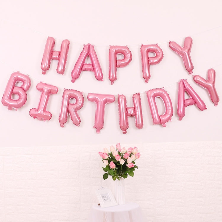 2 PCS 16 Inch Happy Birthday Letter Aluminum Film Balloon Birthday Party Decoration Specification： US Version Candy Pink