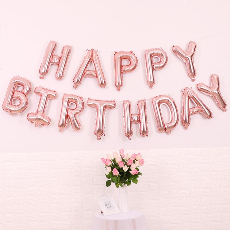 2 PCS 16 Inch Happy Birthday Letter Aluminum Film Balloon Birthday Party Decoration Specification： US Version Rose Gold