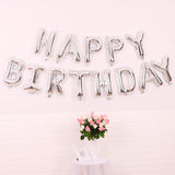 2 PCS 16 Inch Happy Birthday Letter Aluminum Film Balloon Birthday Party Decoration Specification： US Version Silver)