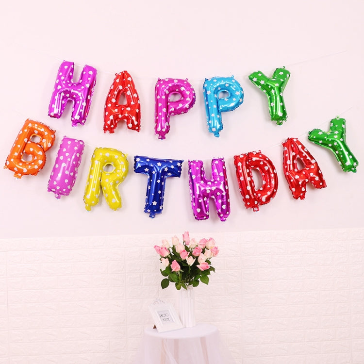 2 PCS 16 Inch Happy Birthday Letter Aluminum Film Balloon Birthday Party Decoration Specification： Classic Color
