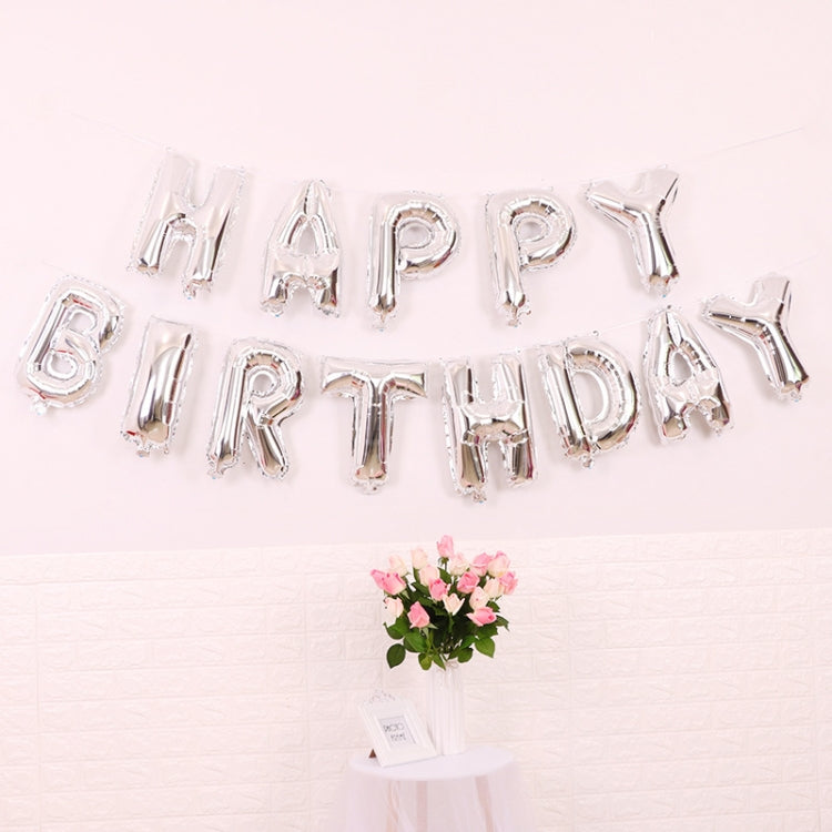 2 PCS 16 Inch Happy Birthday Letter Aluminum Film Balloon Birthday Party Decoration Specification： Classic Silver