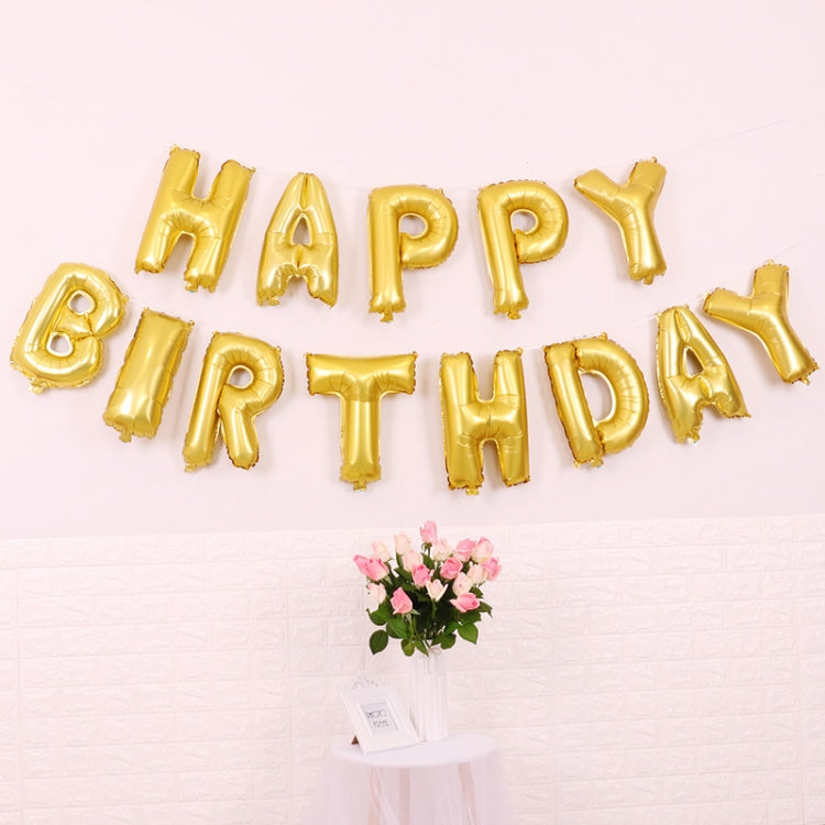 2 PCS 16 Inch Happy Birthday Letter Aluminum Film Balloon Birthday Party Decoration Specification： Classic Golden