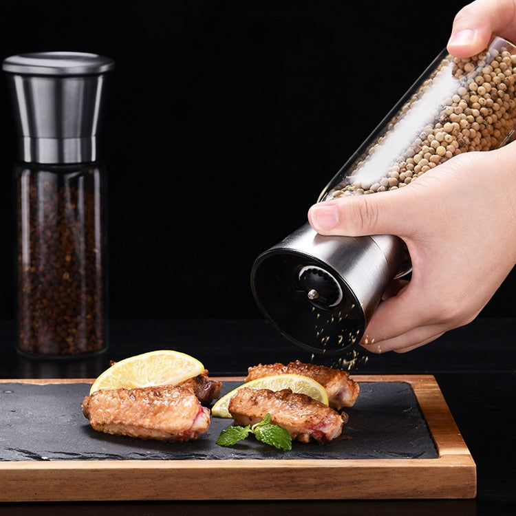 304 Stainless Steel Sea Salt Pepper Grinder Home Pepper Coffee Manual Grinding Bottle, 2 PCS 200ml, 270ml, 450ml