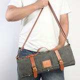 WESSLECO Canvas Roll Chef Knife Storage Bag, WESSLECO Army Green