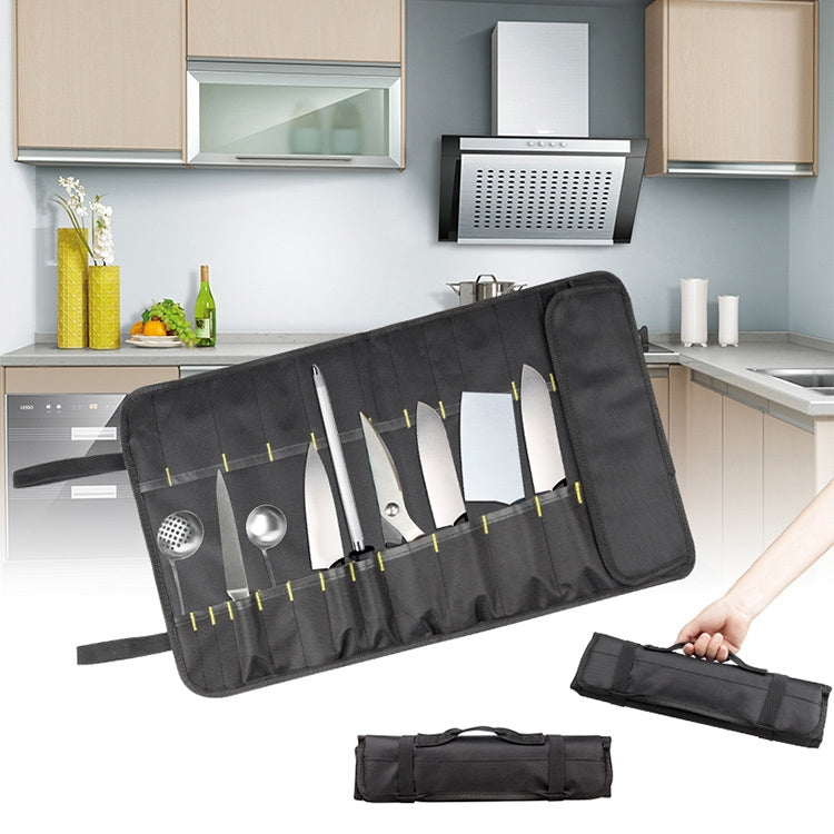 Chef Knife Storage Bag Portable Reel Knife Bag, Black, Blue