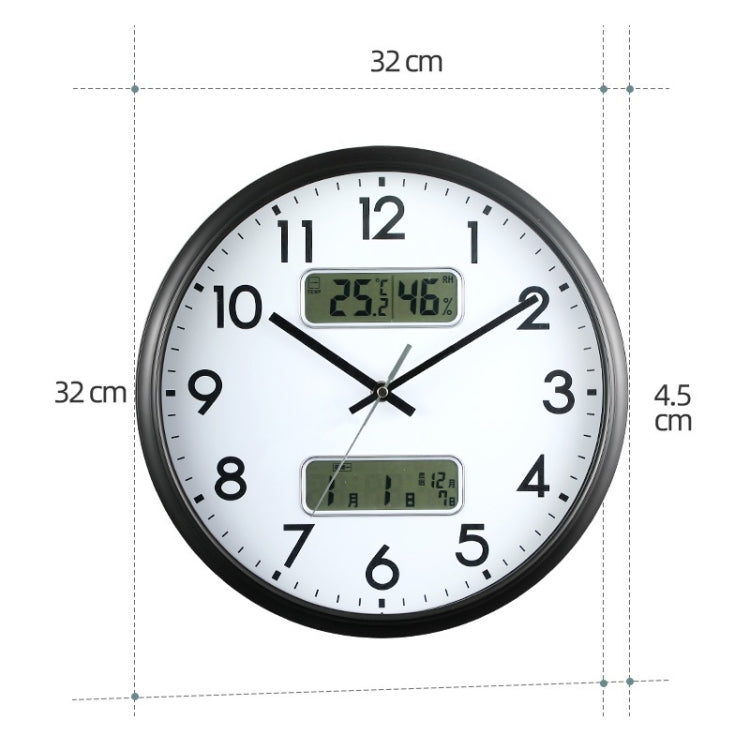 13 Inch Dual-screen LED Display Wall Clock Living Room Temperature And Humidity Calendar Multi-function Clock, Dual-screen LED Display Wall Clock