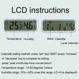 13 Inch Dual-screen LED Display Wall Clock Living Room Temperature And Humidity Calendar Multi-function Clock, Dual-screen LED Display Wall Clock