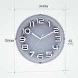 12 Inch Living Room Silent Wall Clock Round Stereo 3D Digital Wall Clock, Ink Green, Gray