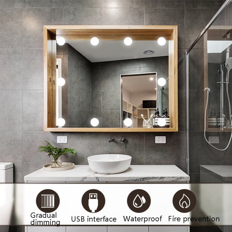 LED Mirror Front Lamp USB Adjustable Brightness Makeup Fill Light Bulbs, 2 LEDs, 6 LEDs, 10 LEDs, 14 LEDs