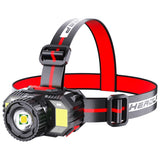 TG-TD009 LED Strong Headlamp Head-Mounted USB Rechargeable Zoom Sensor Headlamp, White Light, Yellow Light White Light
