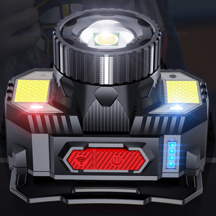 TG-TD009 LED Strong Headlamp Head-Mounted USB Rechargeable Zoom Sensor Headlamp, White Light, Yellow Light