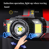 TG-TD009 LED Strong Headlamp Head-Mounted USB Rechargeable Zoom Sensor Headlamp, White Light, Yellow Light