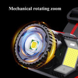 TG-TD009 LED Strong Headlamp Head-Mounted USB Rechargeable Zoom Sensor Headlamp, White Light, Yellow Light