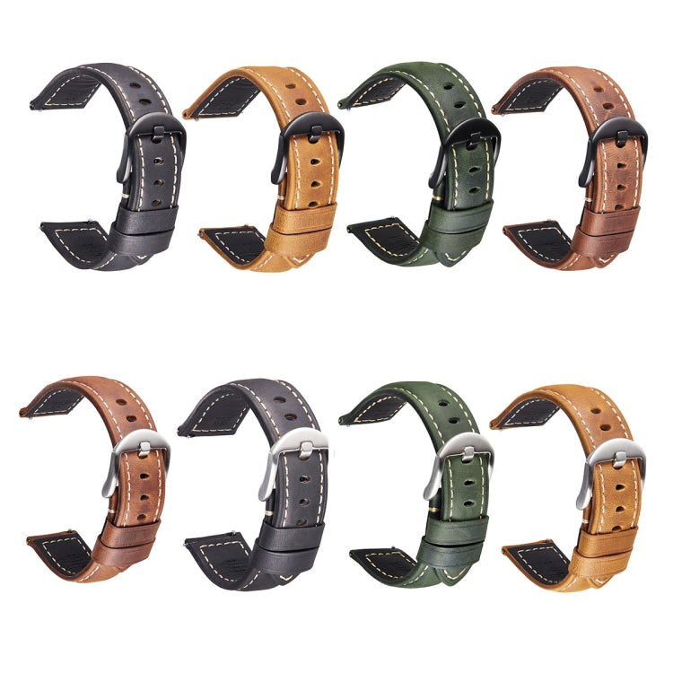 Smart Quick Release Watch Strap Crazy Horse Leather Retro Strap For Samsung Huawei,Size:, 20mm (Dark Brown Black Buckle), 20mm (Deep Brown Silver Buckle), 20mm (Light Brown Black Buckle), 20mm (Light Brown Silver Buckle), 20mm (Black And Black Buckle)...